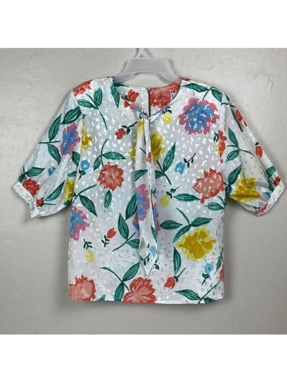 Vtg Notations Spring Floral Top Shiny Leopard Print Women's 14